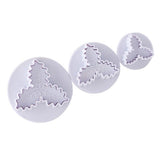 Christmas Holly Leaf Plunger Cutter Holly Leaves Fondant Mold Cutter Christmas Party Cake Cupcake Decorating Baking Tools - Top-Down View