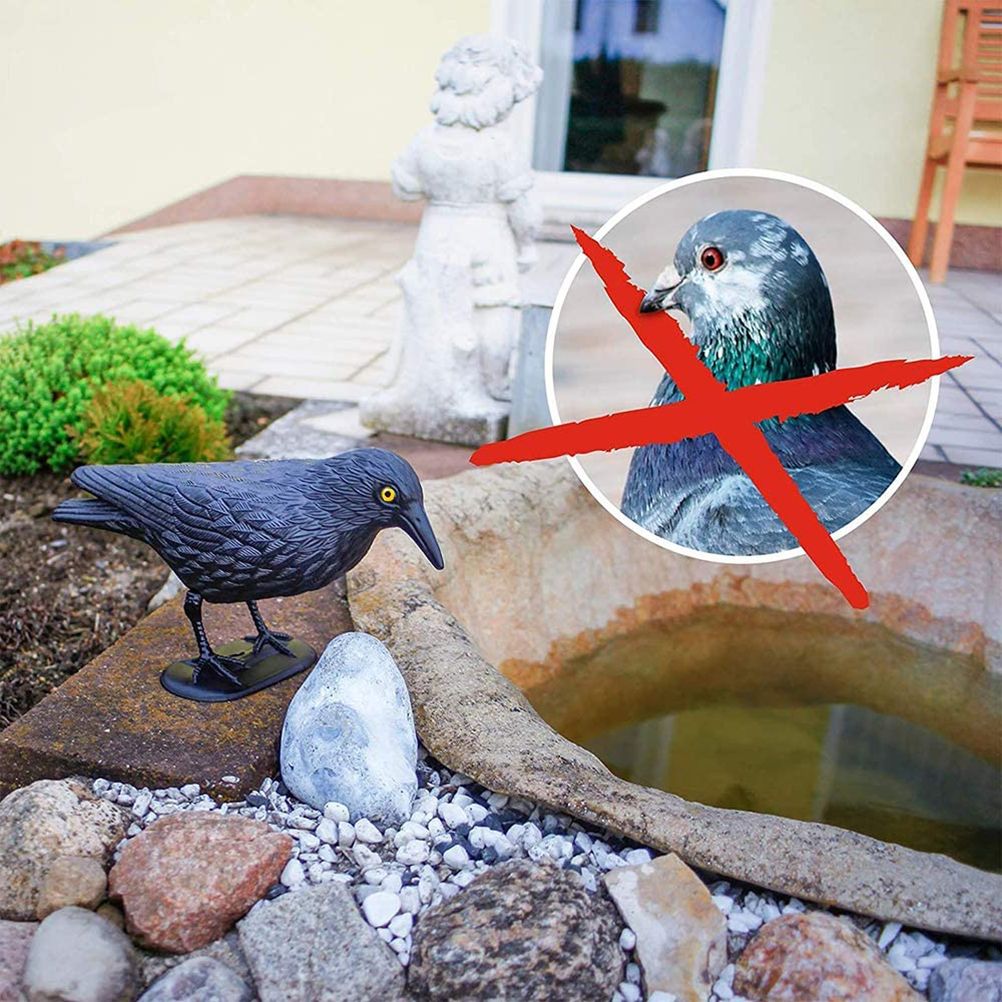 Bird Scarecrow Fake Plastic Crow Black Feathered Crows Bird Repellent for Outdoor Garden Yard