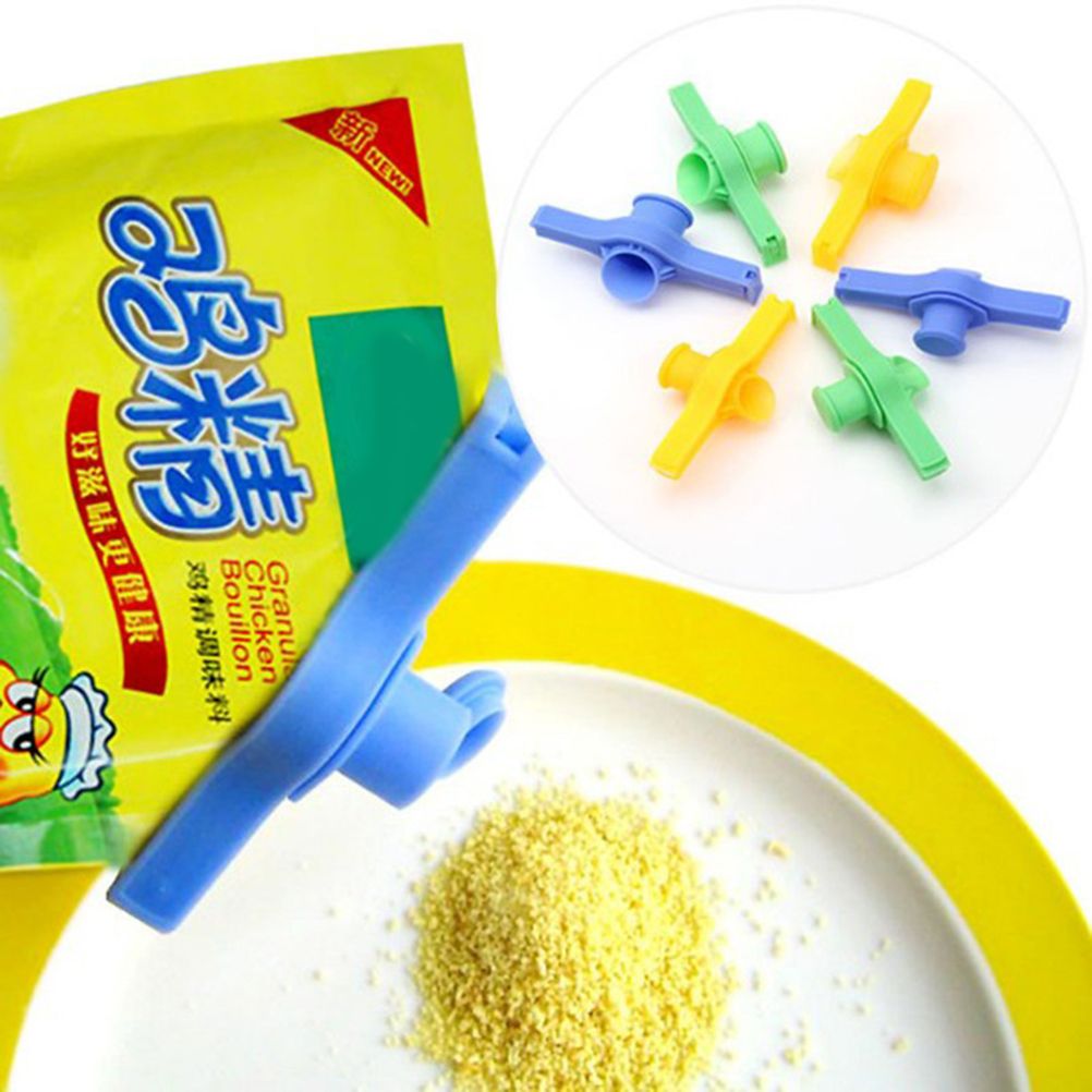 Random Food Bag Sealing Clips Striping with Discharge Nozzle Sealing Clamps Seasoning Bag Tools