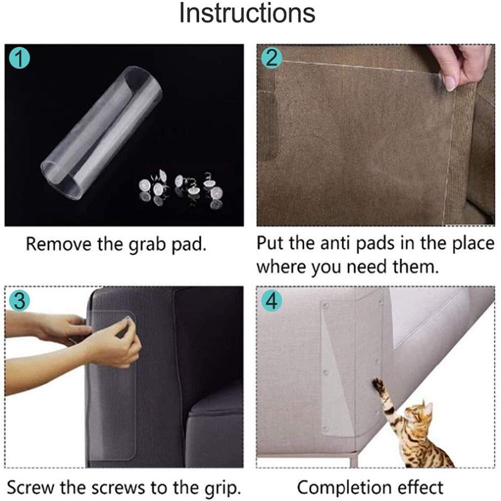 8pcs Cat Scratch Furniture Protector Pad Pet Couch Protector Cat Dog Claw Guards with 20pcs Pins