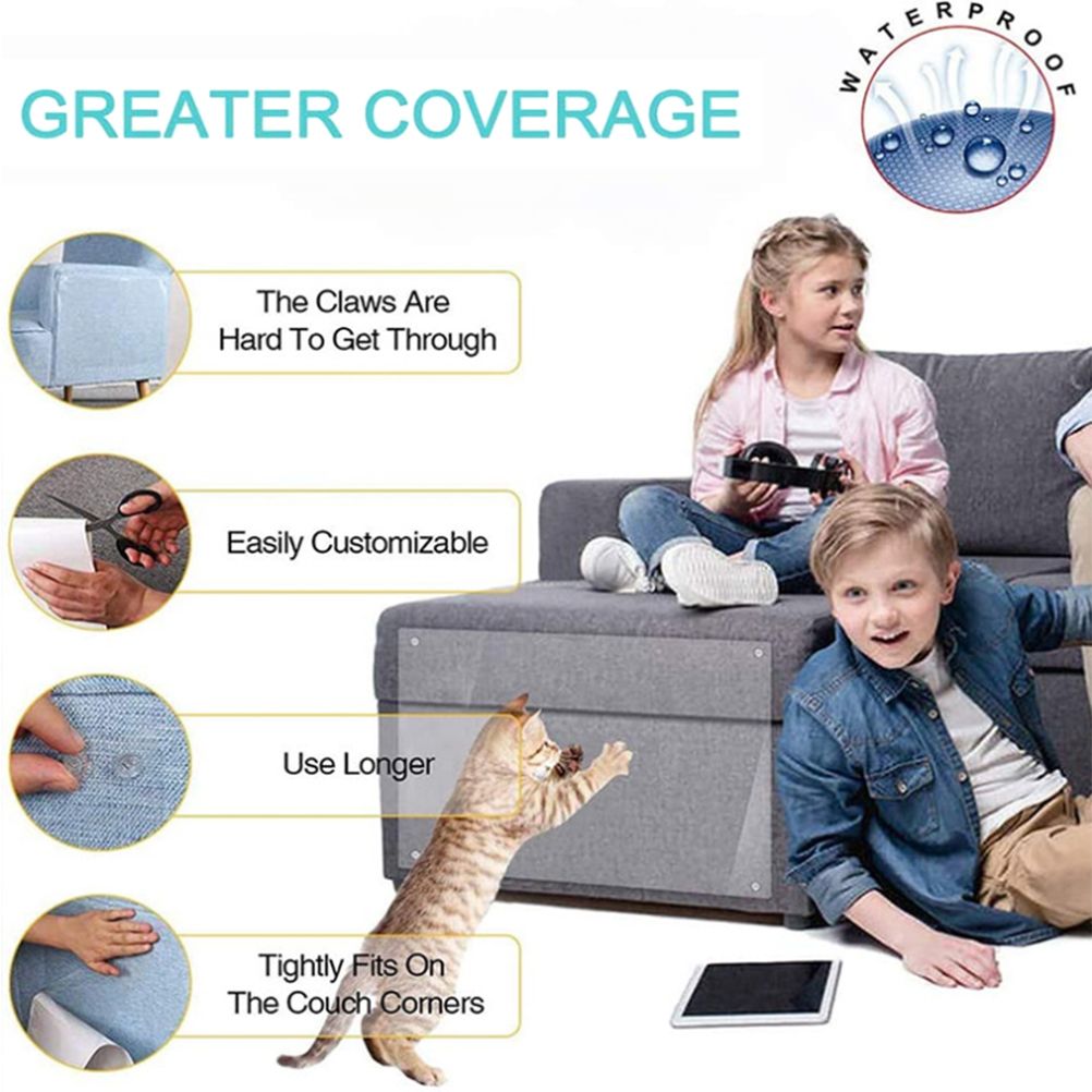 8pcs Cat Scratch Furniture Protector Pad Pet Couch Protector Cat Dog Claw Guards with 20pcs Pins