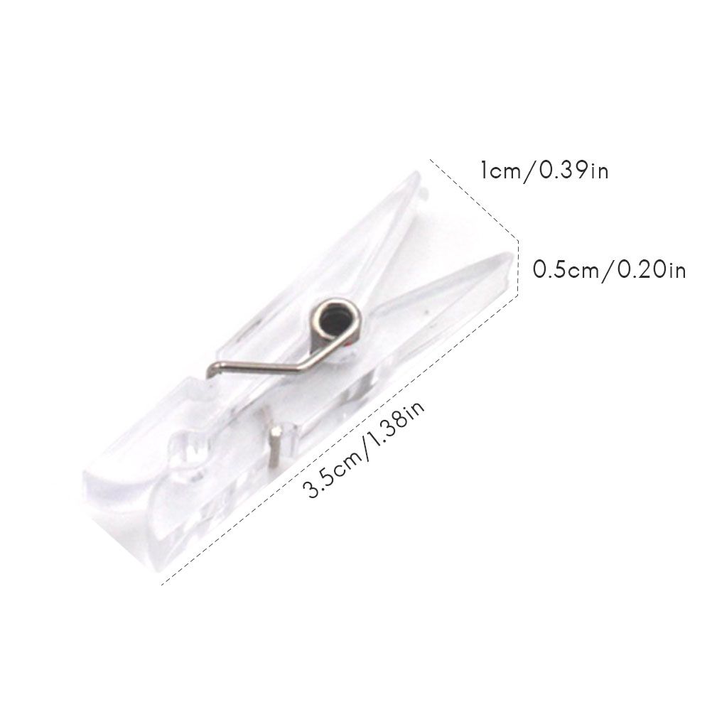 100Pcs Mini Transparent Plastic Utility Paper Clip Clothespins Clip Clothes Line Clips