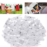 100Pcs Mini Transparent Plastic Utility Paper Clip Clothespins Clip Clothes Line Clips - Side View