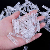 100Pcs Mini Transparent Plastic Utility Paper Clip Clothespins Clip Clothes Line Clips