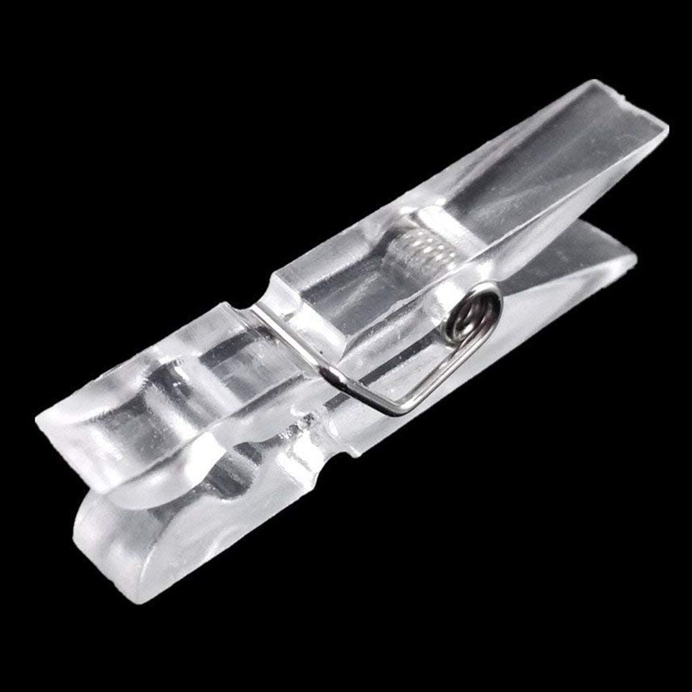 100Pcs Mini Transparent Plastic Utility Paper Clip Clothespins Clip Clothes Line Clips