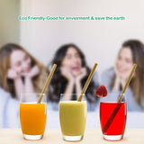 10pcs/set Bamboo Drinking Straws Reusable Eco Friendly Kitchen with Clean Brush - Rear View