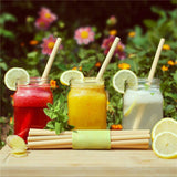 10pcs/set Bamboo Drinking Straws Reusable Eco Friendly Kitchen with Clean Brush