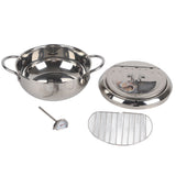 Stainless Steel Deep Frying Pan Japanese Tempura Fryer with Thermometer Control Non Stick Frying Pan for Kitchen