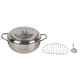 Stainless Steel Deep Frying Pan Japanese Tempura Fryer with Thermometer Control Non Stick Frying Pan for Kitchen