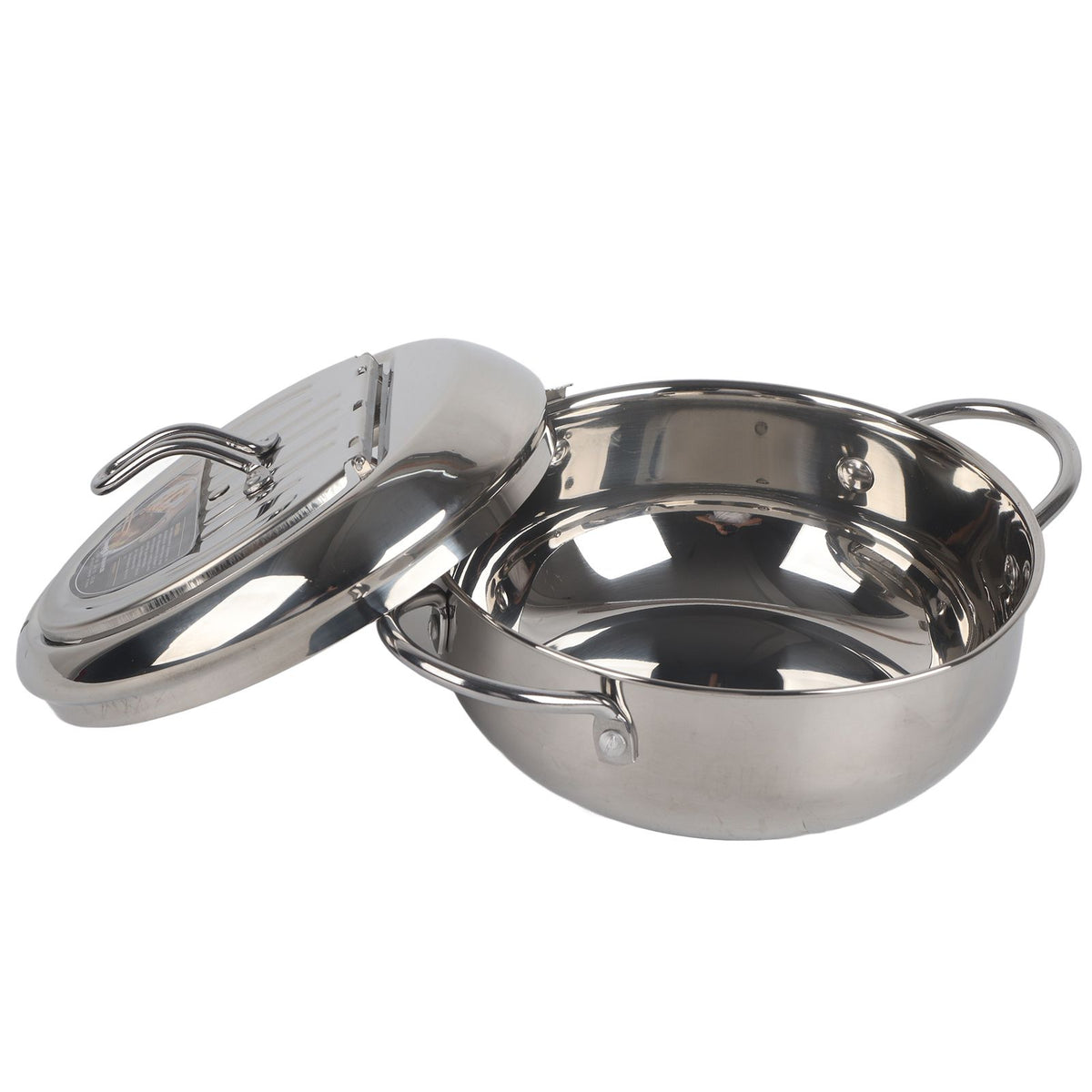 Stainless Steel Deep Frying Pan Japanese Tempura Fryer with Thermometer Control Non Stick Frying Pan for Kitchen
