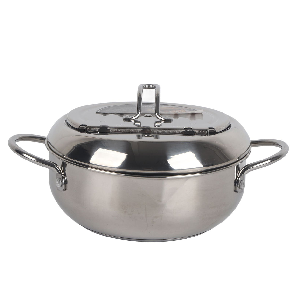 Stainless Steel Deep Frying Pan Japanese Tempura Fryer with Thermometer Control Non Stick Frying Pan for Kitchen