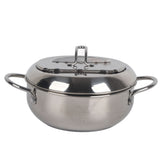 Stainless Steel Deep Frying Pan Japanese Tempura Fryer with Thermometer Control Non Stick Frying Pan for Kitchen