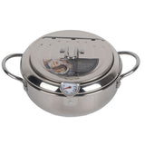 Stainless Steel Deep Frying Pan Japanese Tempura Fryer with Thermometer Control Non Stick Frying Pan for Kitchen
