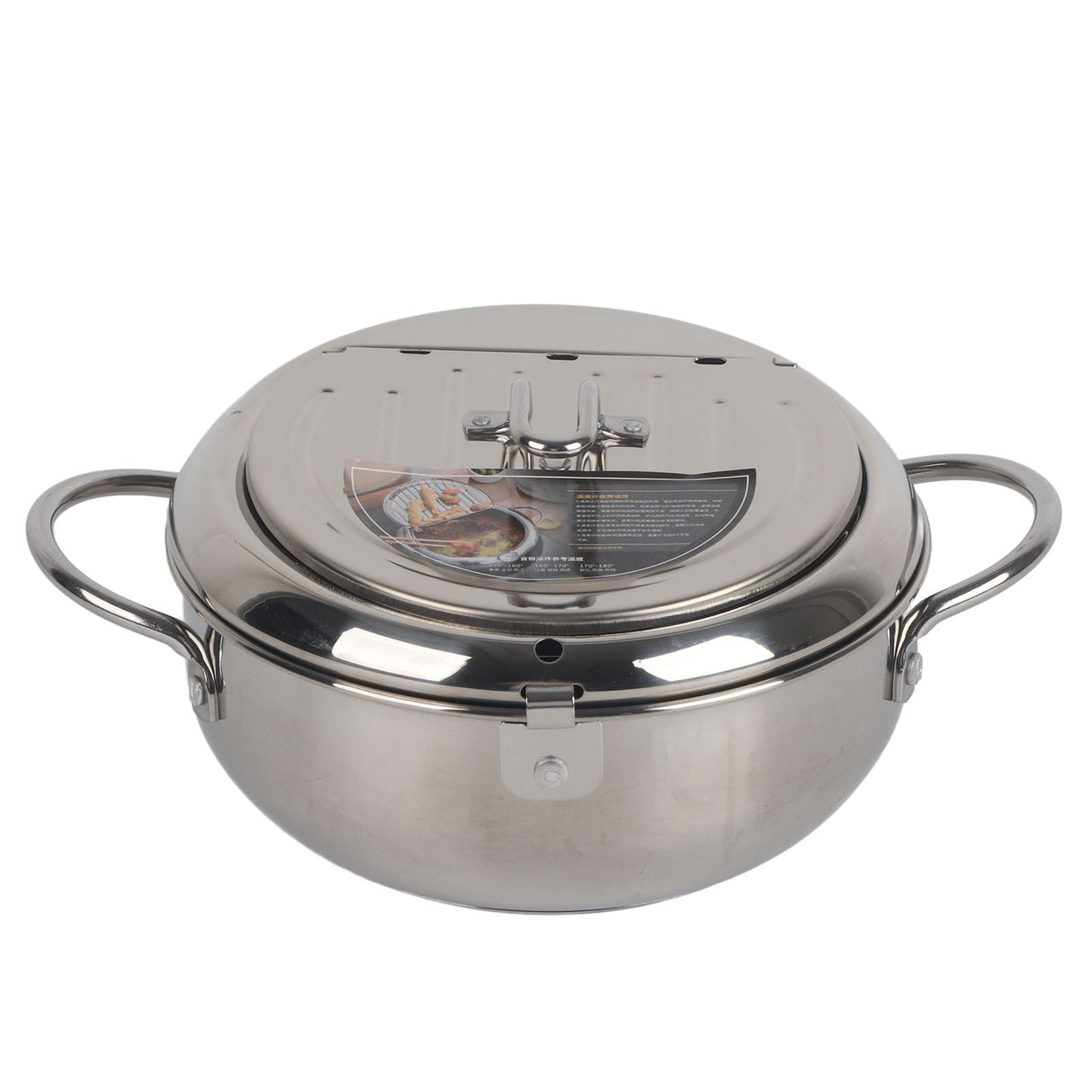 Stainless Steel Deep Frying Pan Japanese Tempura Fryer with Thermometer Control Non Stick Frying Pan for Kitchen
