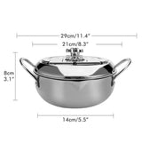 Stainless Steel Deep Frying Pan Japanese Tempura Fryer with Thermometer Control Non Stick Frying Pan for Kitchen