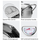 Stainless Steel Deep Frying Pan Japanese Tempura Fryer with Thermometer Control Non Stick Frying Pan for Kitchen