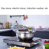 Stainless Steel Deep Frying Pan Japanese Tempura Fryer with Thermometer Control Non Stick Frying Pan for Kitchen