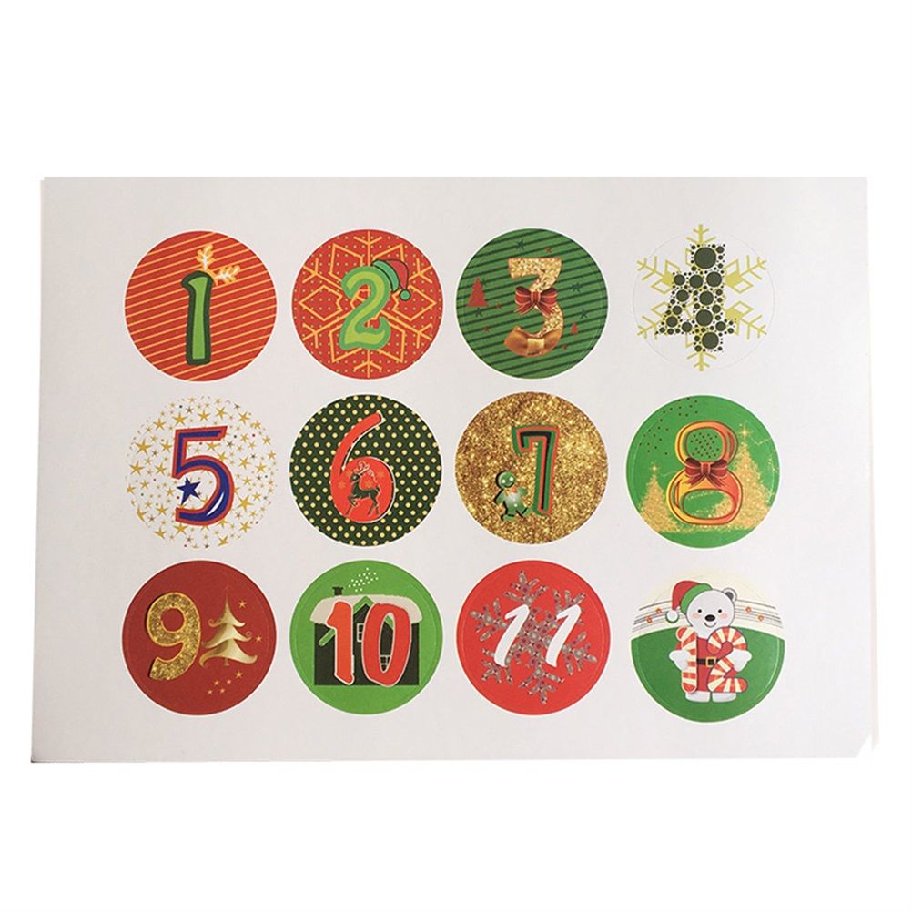Christmas Advent Number Stickers Christmas Candy Sealing Stickers DIY Gifts Package Labels