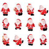 12PCS Christmas Miniature Figurines Santa Claus Tabletop Figurines Resin Gardening Props Christmas Gifts for Kids Friends