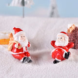 12PCS Christmas Miniature Figurines Santa Claus Tabletop Figurines Resin Gardening Props Christmas Gifts for Kids Friends - Front View
