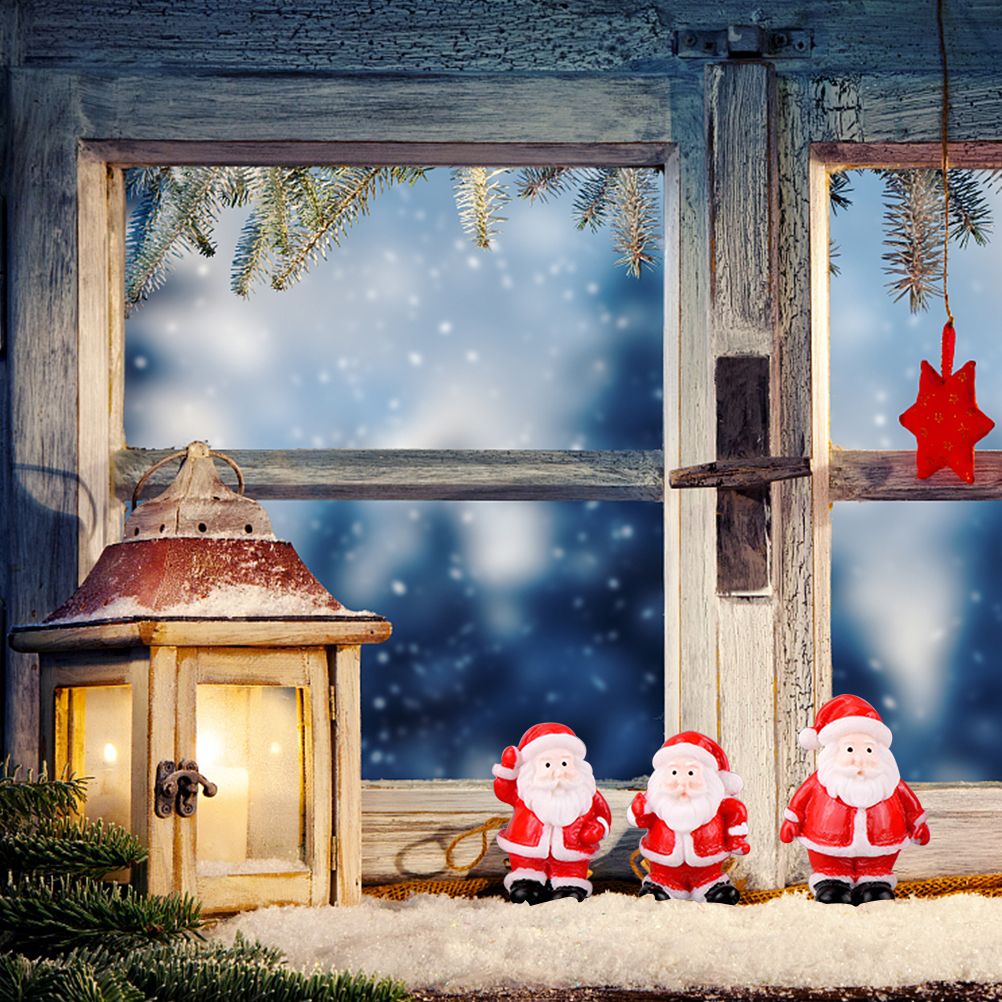 12PCS Christmas Miniature Figurines Santa Claus Tabletop Figurines Resin Gardening Props Christmas Gifts for Kids Friends
