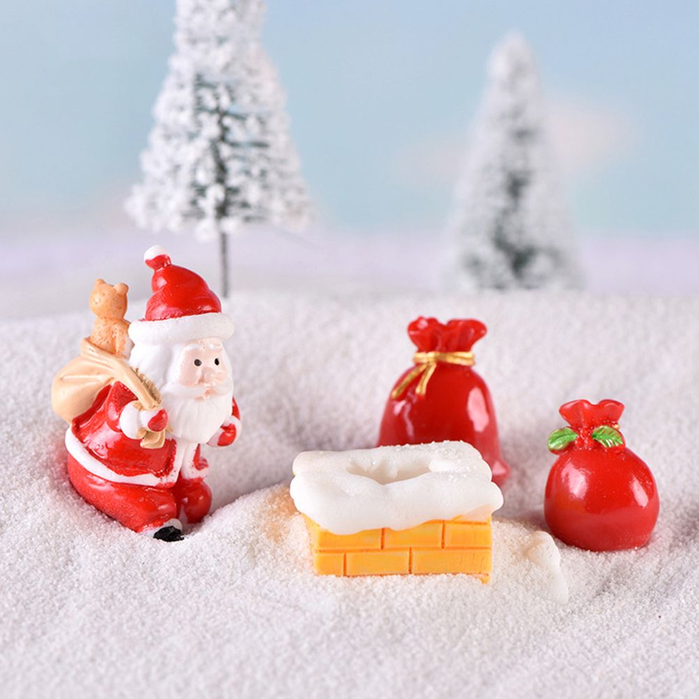12PCS Christmas Miniature Figurines Santa Claus Tabletop Figurines Resin Gardening Props Christmas Gifts for Kids Friends