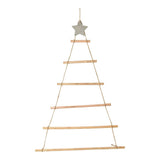 Wooden Hanging Ornaments with Star and Rope Decoration for Wall Christmas Tree