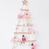 Wooden Hanging Ornaments with Star and Rope Decoration for Wall Christmas Tree - Side View
