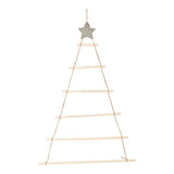 Wooden Hanging Ornaments with Star and Rope Decoration for Wall Christmas Tree
