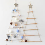 Wooden Hanging Ornaments with Star and Rope Decoration for Wall Christmas Tree