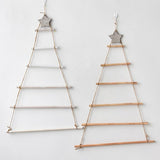 Wooden Hanging Ornaments with Star and Rope Decoration for Wall Christmas Tree