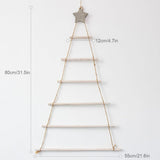 Wooden Hanging Ornaments with Star and Rope Decoration for Wall Christmas Tree
