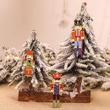9Pcs Christmas Walnut Soldier Wooden Pendant Colorful Printed Wooden Pendant Christmas Tree Holiday Party Decorations