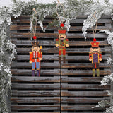 9Pcs Christmas Walnut Soldier Wooden Pendant Colorful Printed Wooden Pendant Christmas Tree Holiday Party Decorations