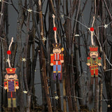 9Pcs Christmas Walnut Soldier Wooden Pendant Colorful Printed Wooden Pendant Christmas Tree Holiday Party Decorations - Rear View