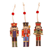 9Pcs Christmas Walnut Soldier Wooden Pendant Colorful Printed Wooden Pendant Christmas Tree Holiday Party Decorations - Close-Up Angle