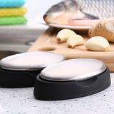 Stainless Steel Soap Eliminating Odor Smell Remover Oval Shape Chef Soap Hand Eliminating - Top-Down View