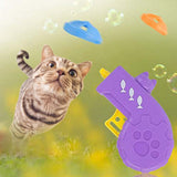Colorful Flying Saucer Cat Toy Cat Tracks Down Toy Set Flying Disc Toy for Pet - Low Angle