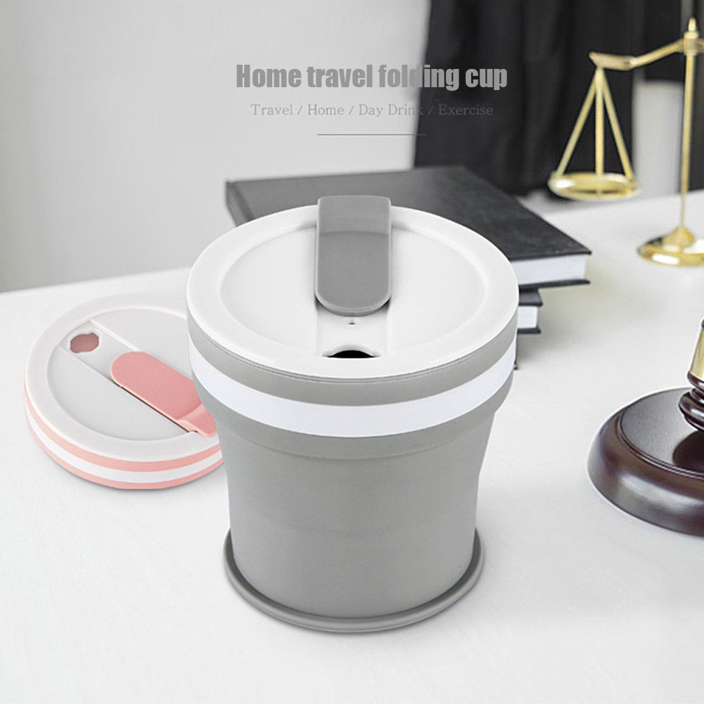 Silicone Collapsible Cup Portable Telescopic Drinking Cup with Cover for Travel Camping