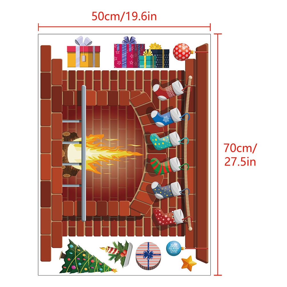 Christmas Fireplace Wall Decals DIY Home Decor Living Room Sticker Bedroom Decoration Nursery Wallpaper