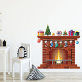 Christmas Fireplace Wall Decals DIY Home Decor Living Room Sticker Bedroom Decoration Nursery Wallpaper