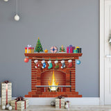 Christmas Fireplace Wall Decals DIY Home Decor Living Room Sticker Bedroom Decoration Nursery Wallpaper - Rear View