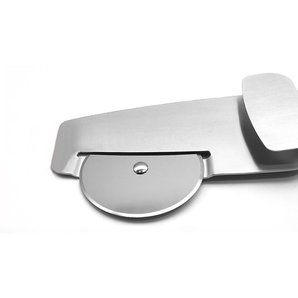 3 in 1 Pizza Cutter Wheel Serrated Edge Serving Spatula with Clip Stainless Steel Pizza Cutter Pizza Grater