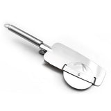 3 in 1 Pizza Cutter Wheel Serrated Edge Serving Spatula with Clip Stainless Steel Pizza Cutter Pizza Grater - Low Angle