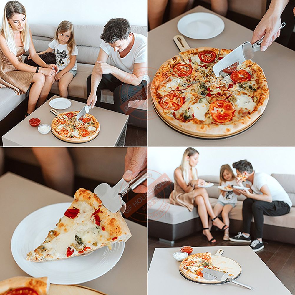 3 in 1 Pizza Cutter Wheel Serrated Edge Serving Spatula with Clip Stainless Steel Pizza Cutter Pizza Grater