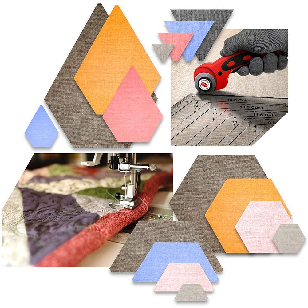 4 pcs/set Sewing Ruler Acrylic Handmade Quilt Templates Stencil Grade Ruler Triangles Hexago Patchwork Rulers DIY Sewing Tools
