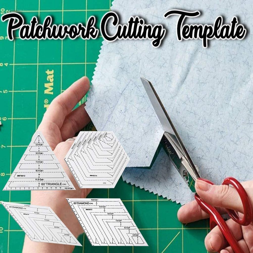 4 pcs/set Sewing Ruler Acrylic Handmade Quilt Templates Stencil Grade Ruler Triangles Hexago Patchwork Rulers DIY Sewing Tools