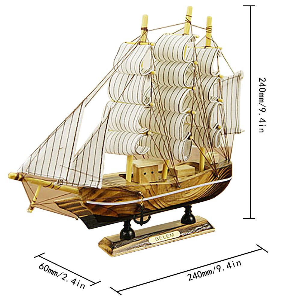 24CM Wooden Sailboat Model Nautical Decoration Theme Gift Home Office