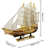 24CM Wooden Sailboat Model Nautical Decoration Theme Gift Home Office - Side View
