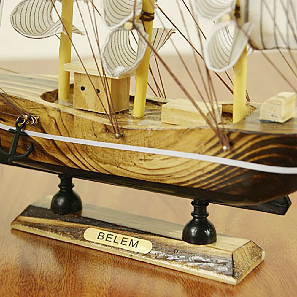 24CM Wooden Sailboat Model Nautical Decoration Theme Gift Home Office